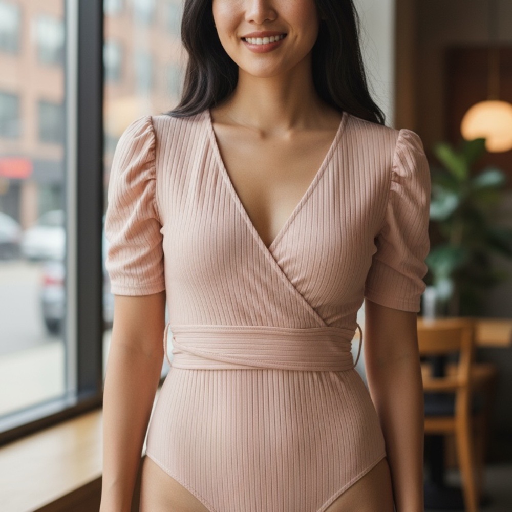 SHEIN Nude Ribbed Top - Picture 1 of 5
